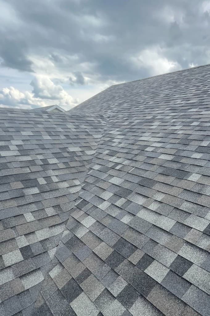Detailed shingle roof valley used for emergency leak repair service