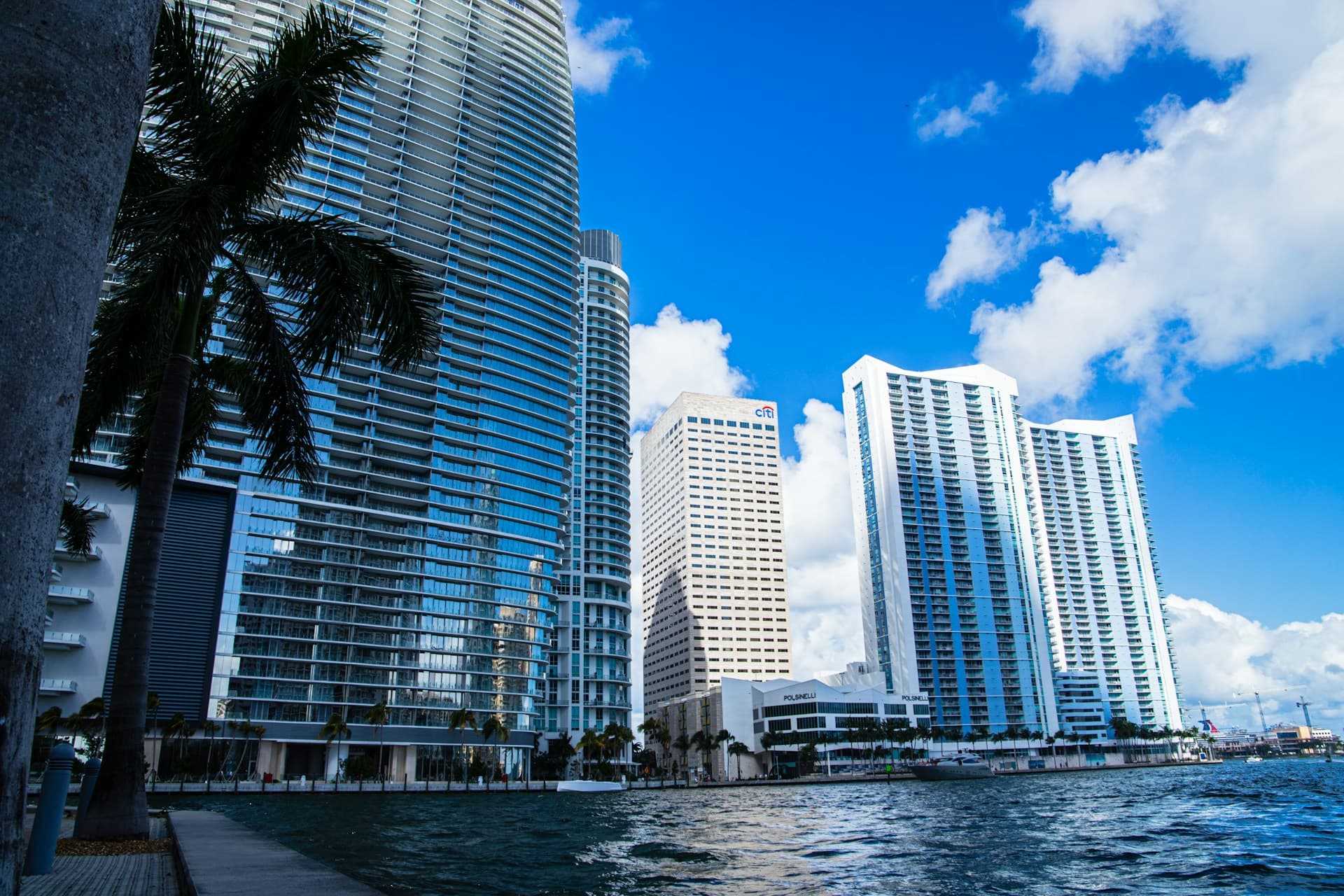 Miami skyline by the water on a sunny day — Sovereign Roofing residential roofing in Miami, Florida